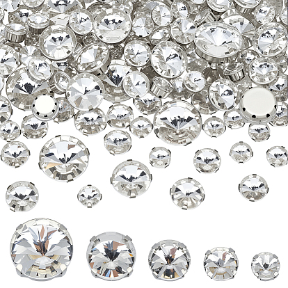 120Шитье со стразами, многожильных ссылки, стекло горный хрусталь, с латунными зубцами в платиновых тонах, плоско-круглые