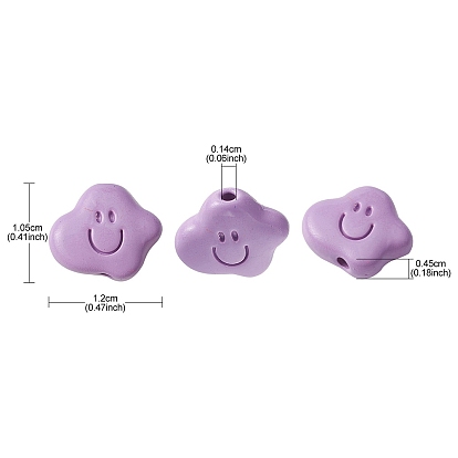 Spray Painted Alloy Beads, Cloud with Smiling Face