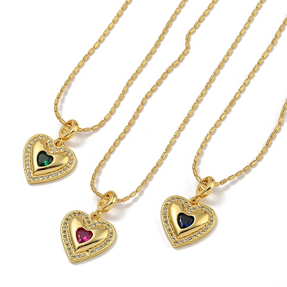 Женские ожерелья с подвеской в виде персикового сердца из латуни с кубическим цирконием, реальный 18 k позолоченный