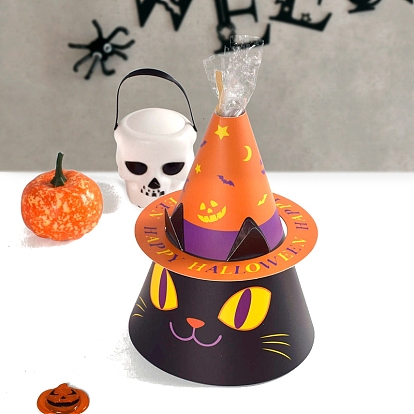 Тема Хэллоуина черный кот в шляпе ведьмы бумажные подарочные коробки с конфетами