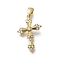 Латунные микропаве прозрачные подвески с фианитом, крест прелести, без кадмия и без свинца, долговечный, стойки покрытие