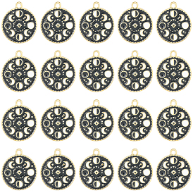 Подвески из эмали и сплава, плоская круглая подвеска с фазами луны