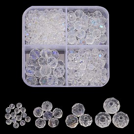 4 Style Electroplate Glass Beads Strands, Half Rainbow Plated, Faceted, Rondelle