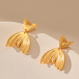 Unique Design Fish Tail Shape Allergy-free Earrings - 18K Gold Plated, S925 Silver Needle