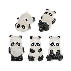 Светящиеся фигурки панды из смолы, украшения, аксессуары для микроландшафта, притворяясь опорными украшениями, светится в темноте