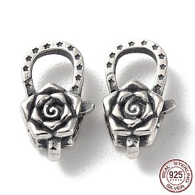 925 застежки-когти из таиландского стерлингового серебра, цветок розы, с печатью 925