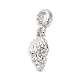 Rack Plating Alloy European Dangle Charms, Large Hole Conch Shell Shaped Pendants, Cadmium Free & Nickel Free & Lead Free