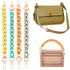 4Pcs 4 Colors Acrylic Bag Chain Strap, with Alloy Swivel Clasps, for Bag Replacement Accessories
