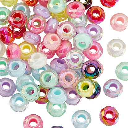100шт. УФ-покрытие, радужно переливающиеся акриловые европейские бусины, бусины с большим отверстием, рондель