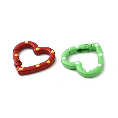 Spray Painted Alloy Spring Gate Ring, Heart