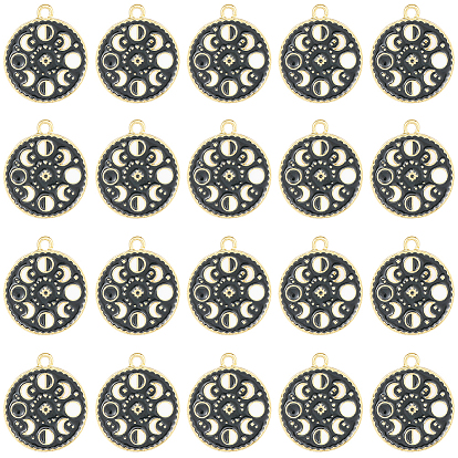 Подвески из эмали и сплава, плоская круглая подвеска с фазами луны