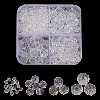 4 Style Electroplate Glass Beads Strands, Half Rainbow Plated, Faceted, Rondelle