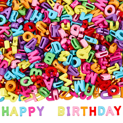 2пакеты 600шт. непрозрачные акриловые бусины, буквы