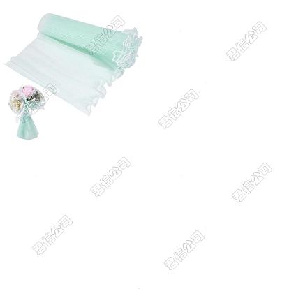 1 Bolsa de poliéster para envolver ramo de flores, papel de malla, con borde de perlas de plástico