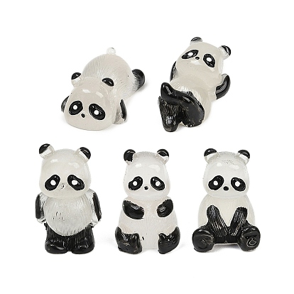 Светящиеся фигурки панды из смолы, украшения, аксессуары для микроландшафта, притворяясь опорными украшениями, светится в темноте