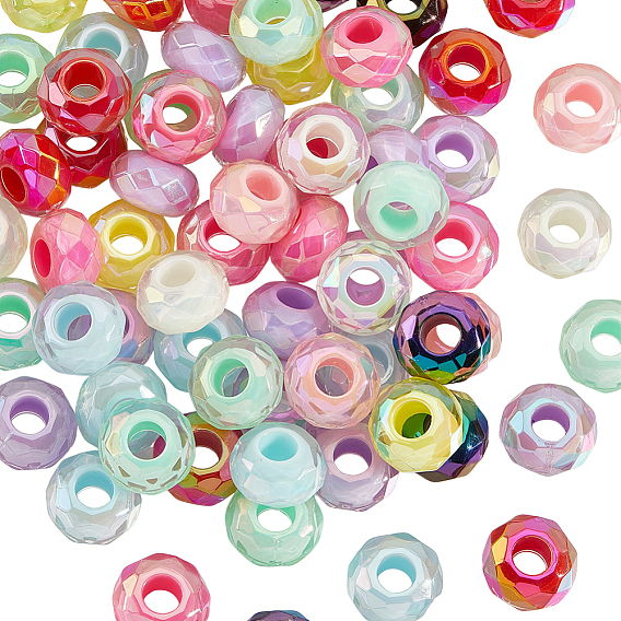 100шт. УФ-покрытие, радужно переливающиеся акриловые европейские бусины, бусины с большим отверстием, рондель