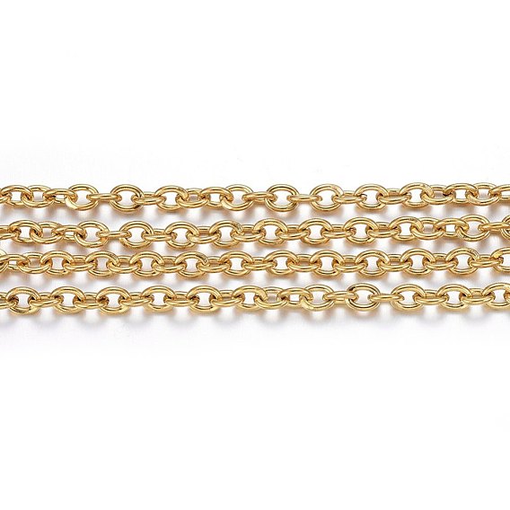 304 Stainless Steel Cable Chains, Unwelded, with Spool, Oval