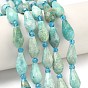 Природных амазонит бисер нитей, граненые, слеза, с бисером