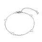 304 Stainless Steel Cable Chain Anklets, with Heart Links and Lobster Claw Clasps