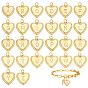 26Pcs 26 Styles Brass Initial Pendants, Heart with Letter A~Z Charms with Jump Rings, Long-Lasting Plated, Lead Free & Cadmium Free & Nickel Free, Rack Plating