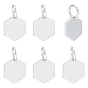 6 шт. 925 подвески-шестиугольники из стерлингового серебра с соединительными кольцами и 925 штампом