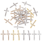 40Pcs 4 Colors Religion Alloy Crystal Rhinestone Connector Charms, Curved Cross Charms