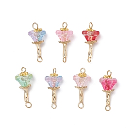 Подвески-соединители в виде цветка из гальванического стекла и сплава, с 304 нержавеющей сталью глазная фурнитура, разноцветные