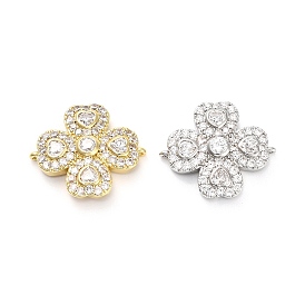 Подвески-цветочки из латуни с прозрачным кубическим цирконием, стойки покрытие, долговечный, без свинца и без кадмия