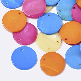 Peint à la bombe pendentifs de coquillages d'eau douce, plat rond