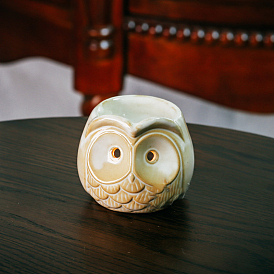 Porcelain Tealight Candle Holder, Owl Aromatherapy Aroma Burner, for Home Bedroom Decoration