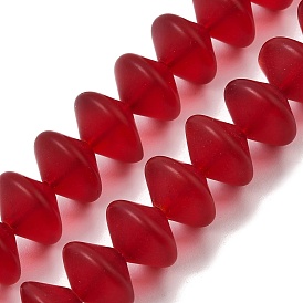Frosted & Baking Paint Transparent Glass Beads Strands, Rondelle