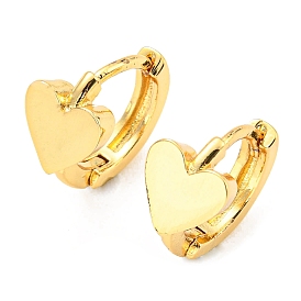 Rack Plating Brass Heart Hoop Earrings, Cadmium Free & Lead Free