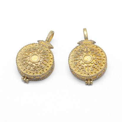Brass Locket Pendants, Lead Free & Cadmium Free & Nickel Free, Flat Round