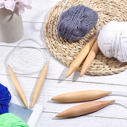 Nbeads 3Pcs 3 Style Circular Bamboo Knitting Needles, with PVC Plastic Findings, Weaving Tools Knitting Kits