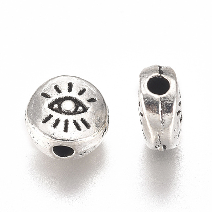 Alloy Beads, Flat Round with Eye