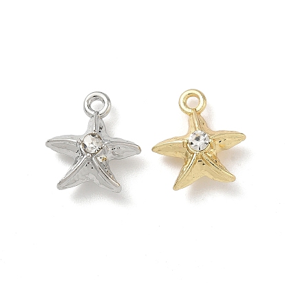 Подвески из сплава и страза, прелести морская звезда, без свинца и без кадмия, стойки покрытие