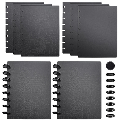10шт. прямоугольные обложки для блокнотов и тетрадей из полипропиленового пластика, с 50шт. кольцами для фиксации листа