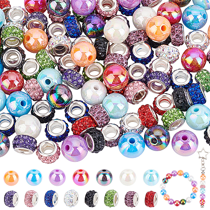 Наборы фурнитуры из непрозрачного акрила: круглые и круглые бусины из полимерной глины, стразы, европейские бусины.