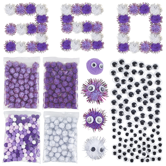 Сделай сам 450шт 4 стили кукольные глаза изготовление аксессуаров наборы, в том числе полукруглые пластиковые кабошоны для поделок, с помпонами для кукольного ремесла, пряжей и шариками-помпонами