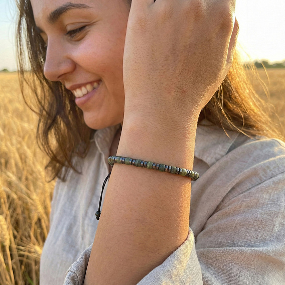 Браслеты из плетеных бусин из стекла и натурального китайского южного нефрита, Регулируемые плетеные браслеты из нейлоновой нити для женщин и мужчин, плоско-круглые