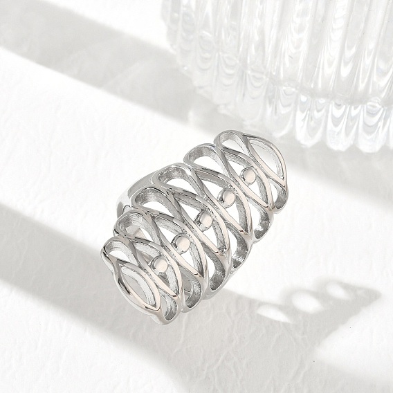 304 Stainless Steel Finger Rings, Horse Eye, Long-Lasting Plated