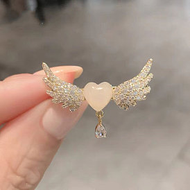 Love Angel Wings Wings Brooch Lovely Corsage Luxury Zircon Suit Neckline Anti-slip Accessories