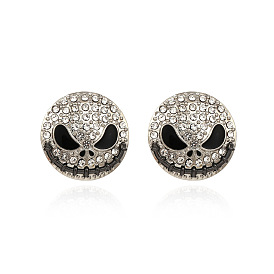 Bold and Sparkling Skeleton Head Earrings with Retro Hollow Design for Women