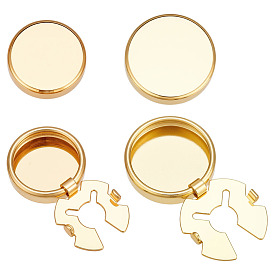 4 шт. 2 стили латунные запонки, плоско-круглые