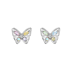 Brass Butterfly Stud Earrings for Women
