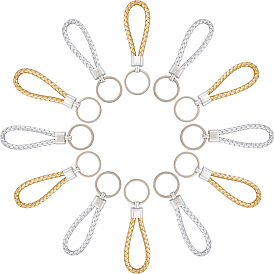 20шт 2 цвета плетеный брелок из искусственной кожи, с железными брелками и концами из легкого шнура, для ключа автомобиля, кошелек, пакет