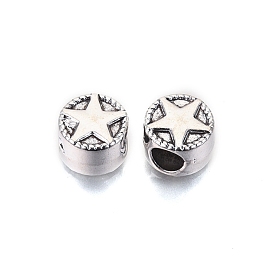 Tibetan Style Alloy European Beads, Large Hole Beads, Cadmium Free & Lead Free, Column with Star