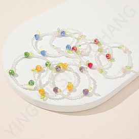Refreshing Apple Crystal Color Block Bracelet for Fashionable Friends and Couples on Travel Memories