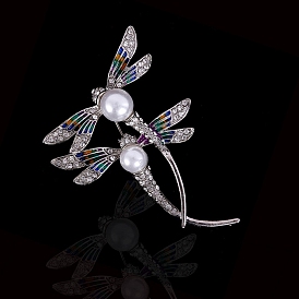 Dragonfly Alloy Rhinestone Brooch, Exquisite Enamel Lapel Pin for Girl Women