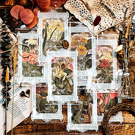 7 Sheets Retro PET Flower Decorative Stickers, Garden Series Floral Plant Decals for DIY Scrapbooking